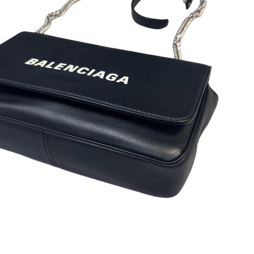 Balenciaga Everyday Wallet On Chain Calfskin Black