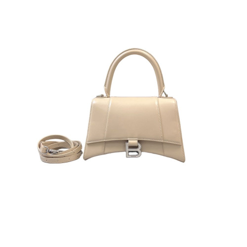 Balenciaga Hourglass Top Handle Small Calfskin Beige