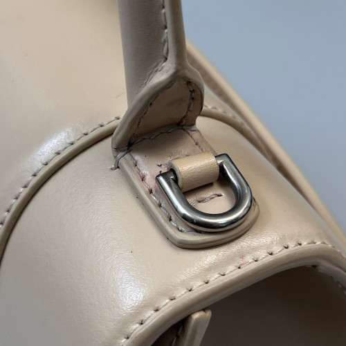 Balenciaga Hourglass Top Handle Small Calfskin Beige