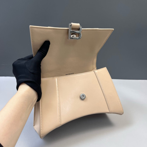 Balenciaga Hourglass Top Handle Small Calfskin Beige