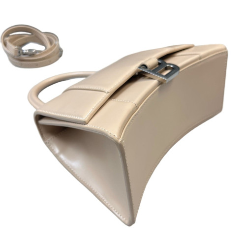 Balenciaga Hourglass Top Handle Small Calfskin Beige