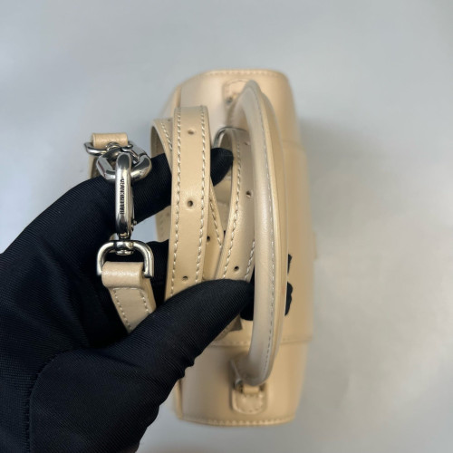 Balenciaga Hourglass Top Handle Small Calfskin Beige