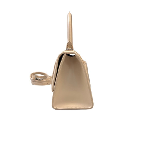 Balenciaga Hourglass Top Handle Small Calfskin Beige