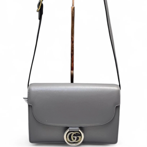 Gucci Retro Interlocking G Round Messenger Calfskin Grey