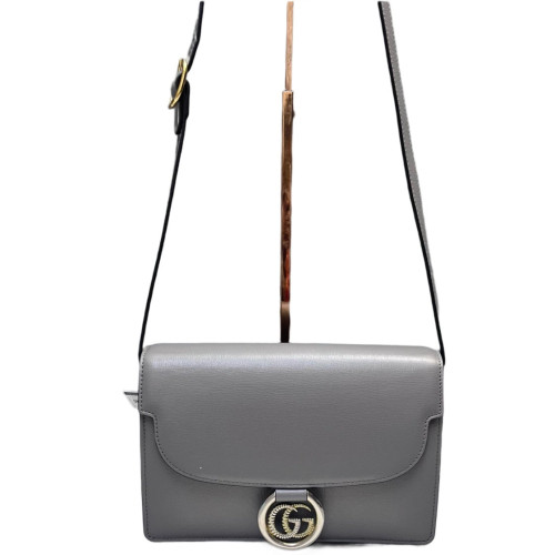 Gucci Retro Interlocking G Round Messenger Calfskin Grey