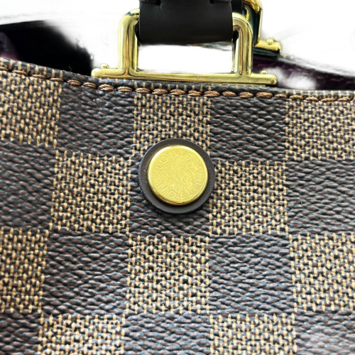 Louis Vuitton Cuir Taurillon Brittany Damier Ebene Calfskin Burgundy Brown