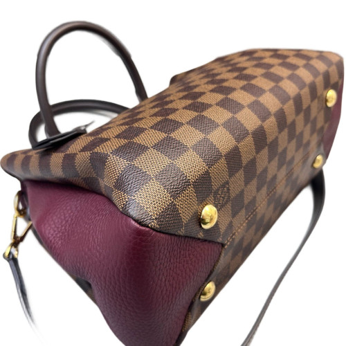 Louis Vuitton Cuir Taurillon Brittany Damier Ebene Calfskin Burgundy Brown