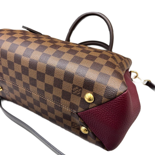 Louis Vuitton Cuir Taurillon Brittany Damier Ebene Calfskin Burgundy Brown