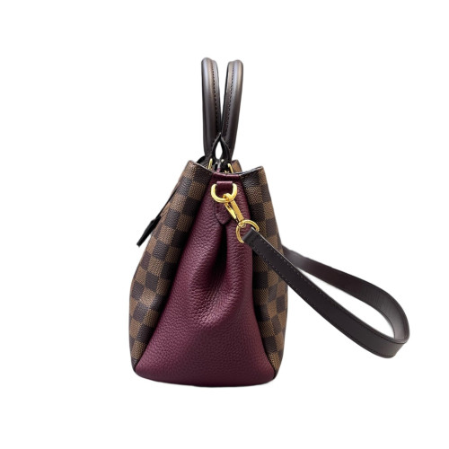 Louis Vuitton Cuir Taurillon Brittany Damier Ebene Calfskin Burgundy Brown