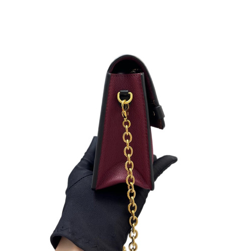 Louis Vuitton Vavin Chain Wallet Damier Ebene Red Brown
