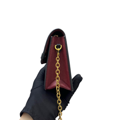 Louis Vuitton Vavin Chain Wallet Damier Ebene Red Brown