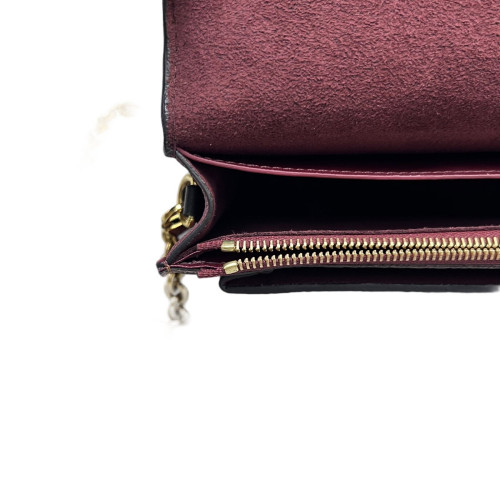 Louis Vuitton Vavin Chain Wallet Damier Ebene Red Brown