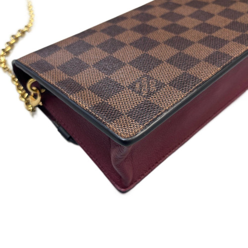 Louis Vuitton Vavin Chain Wallet Damier Ebene Red Brown