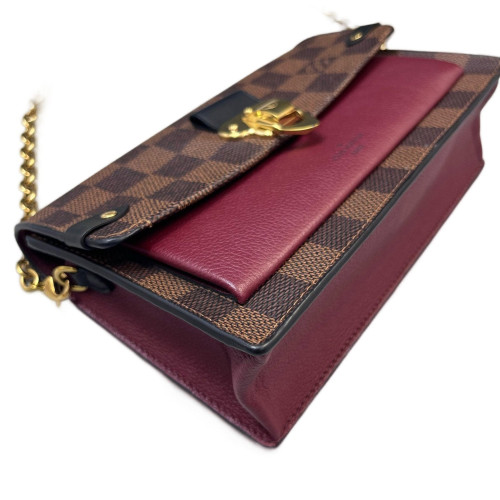 Louis Vuitton Vavin Chain Wallet Damier Ebene Red Brown