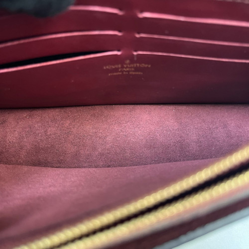 Louis Vuitton Vavin Chain Wallet Damier Ebene Red Brown