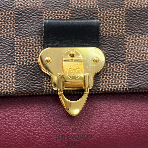 Louis Vuitton Vavin Chain Wallet Damier Ebene Red Brown