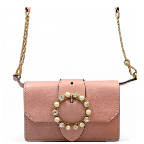 Miu Miu Pearl Strass Small Madras Clutch Goatskin Pink Miu Miu Pearl Strass Small Madras Clutch Goatskin Pink