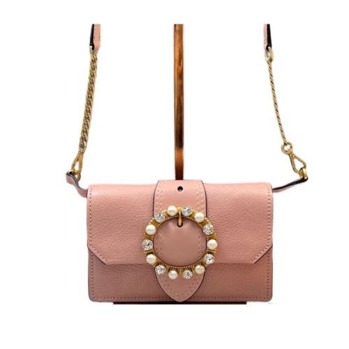 Miu Miu Pearl Strass Small Madras Clutch Goatskin Pink Miu Miu Pearl Strass Small Madras Clutch Goatskin Pink