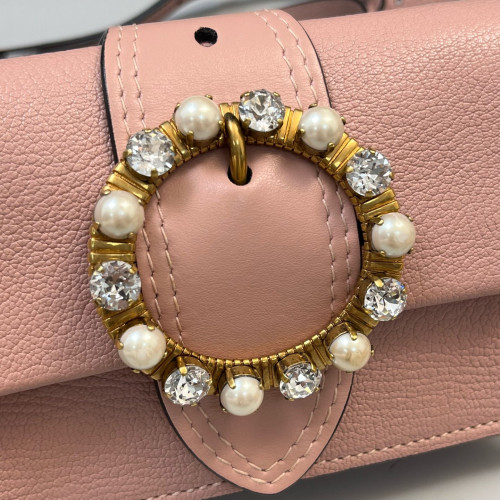 Miu Miu Pearl Strass Small Madras Clutch Goatskin Pink Miu Miu Pearl Strass Small Madras Clutch Goatskin Pink