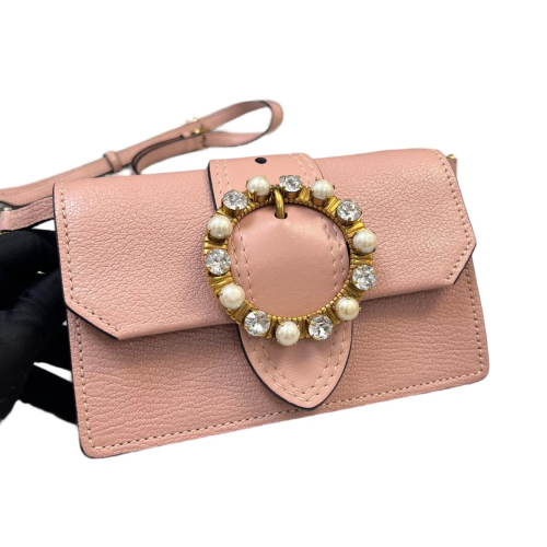 Miu Miu Pearl Strass Small Madras Clutch Goatskin Pink Miu Miu Pearl Strass Small Madras Clutch Goatskin Pink