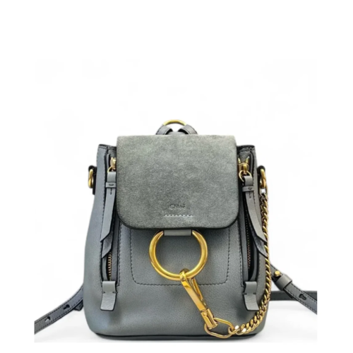 Chloe Hoop Mini Faye Backpack Calfskin Suede Green
