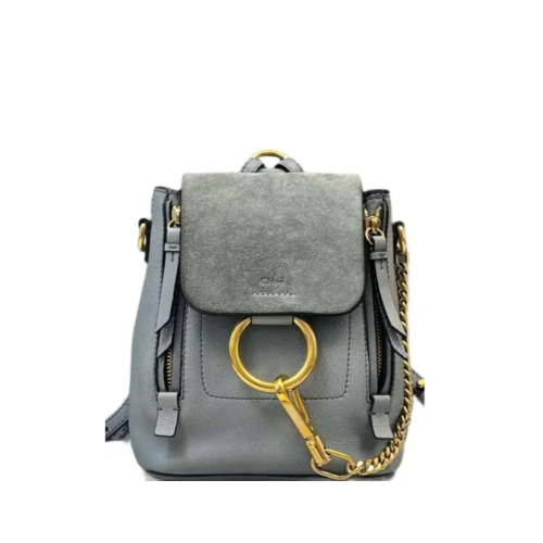 Chloe Hoop Mini Faye Backpack Calfskin Suede Green