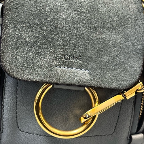 Chloe Hoop Mini Faye Backpack Calfskin Suede Green