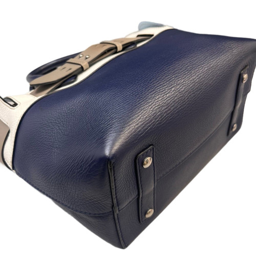 Burberry Small Belt Tote Grained Calfskin Blue White Grey Burberry Small Belt Tote Grained Calfskin Blue White Grey