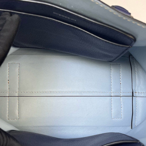 Burberry Small Belt Tote Grained Calfskin Blue White Grey Burberry Small Belt Tote Grained Calfskin Blue White Grey
