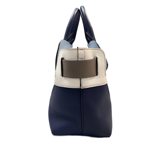 Burberry Small Belt Tote Grained Calfskin Blue White Grey Burberry Small Belt Tote Grained Calfskin Blue White Grey