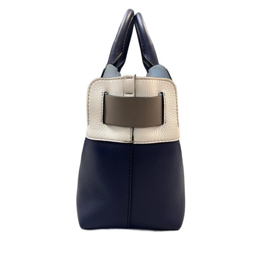 Burberry Small Belt Tote Grained Calfskin Blue White Grey Burberry Small Belt Tote Grained Calfskin Blue White Grey