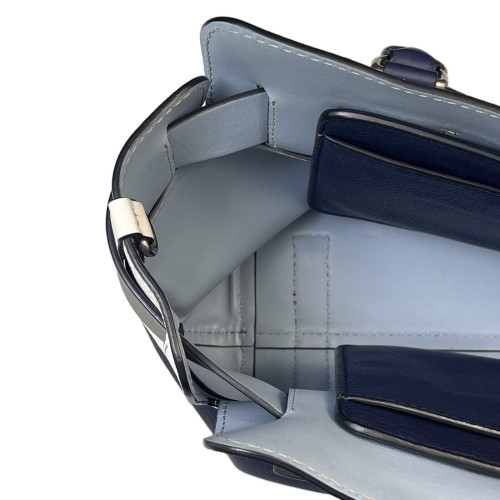 Burberry Small Belt Tote Grained Calfskin Blue White Grey Burberry Small Belt Tote Grained Calfskin Blue White Grey