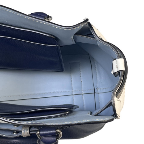 Burberry Small Belt Tote Grained Calfskin Blue White Grey Burberry Small Belt Tote Grained Calfskin Blue White Grey