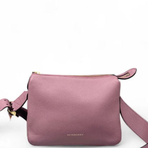 Burberry Crossbody Bag Grained Calfskin House Check Light Purple