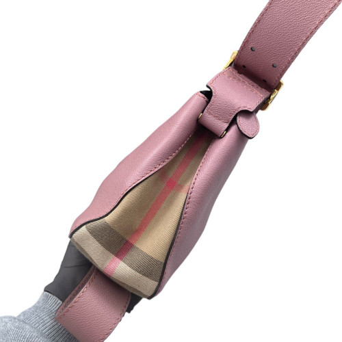Burberry Crossbody Bag Grained Calfskin House Check Light Purple
