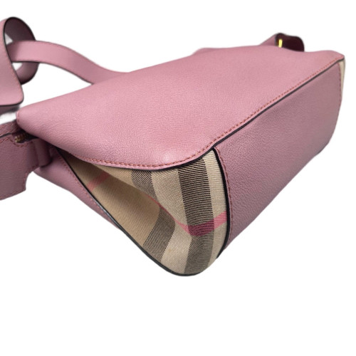 Burberry Crossbody Bag Grained Calfskin House Check Light Purple