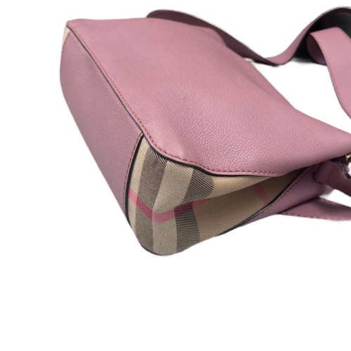 Burberry Crossbody Bag Grained Calfskin House Check Light Purple
