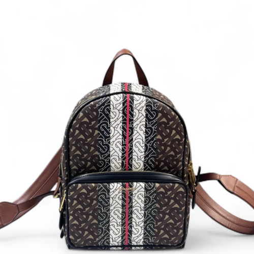 Burberry Backpack Mongram Calfskin Brown Black White