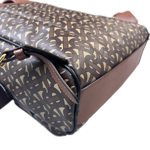 Burberry Backpack Mongram Calfskin Brown Black White