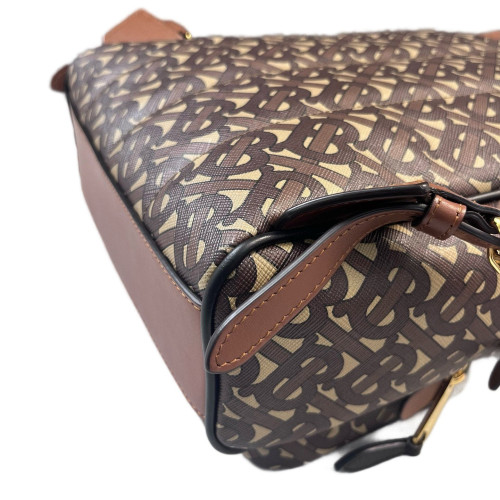 Burberry Backpack Mongram Calfskin Brown Black White