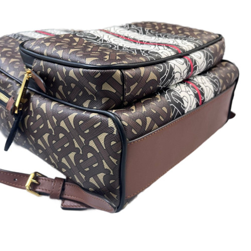 Burberry Backpack Mongram Calfskin Brown Black White