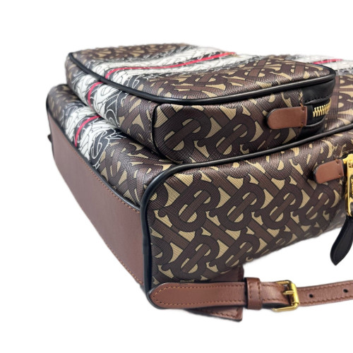 Burberry Backpack Mongram Calfskin Brown Black White