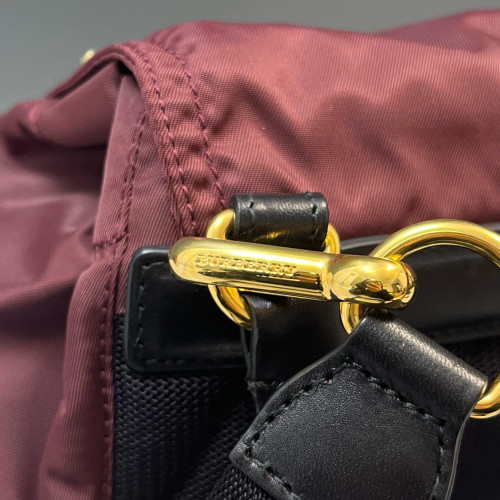 Burberry Small Rucksack Backpack Nylon Calfskin Dark Red Black