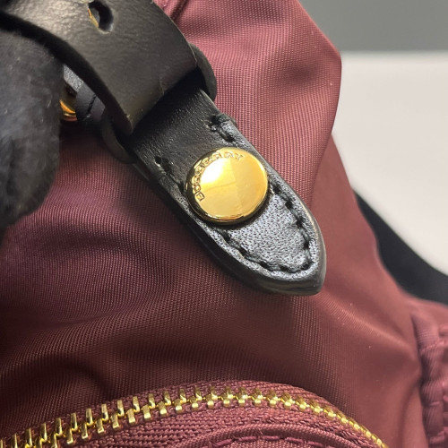 Burberry Small Rucksack Backpack Nylon Calfskin Dark Red Black
