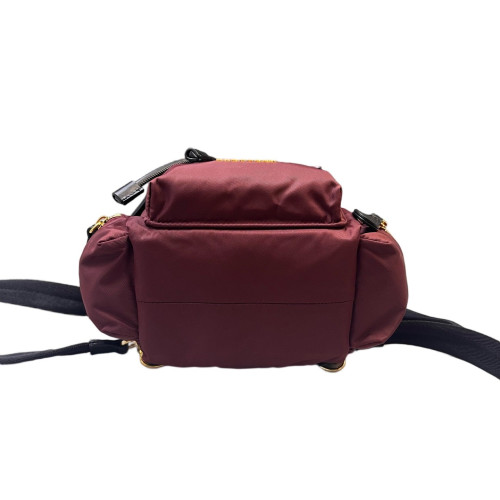 Burberry Small Rucksack Backpack Nylon Calfskin Dark Red Black