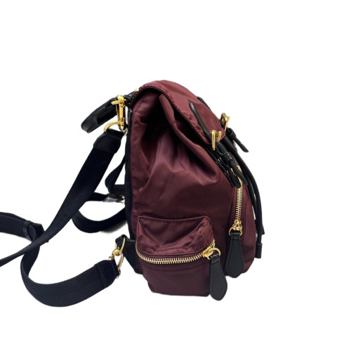 Burberry Small Rucksack Backpack Nylon Calfskin Dark Red Black