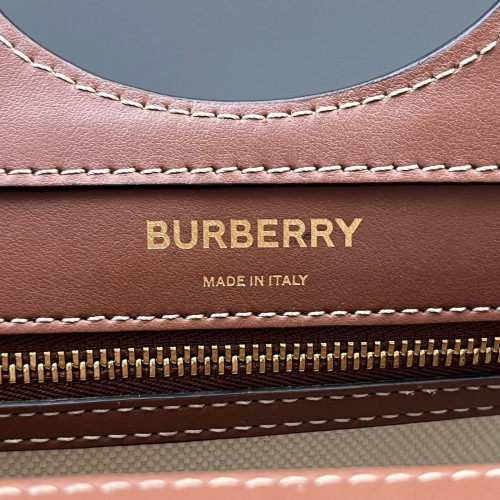 Burberry Mini Two Tone Pocket Bag Canvas Calfskin Beige Brown Burberry Mini Two Tone Pocket Bag Canvas Calfskin Beige Brown