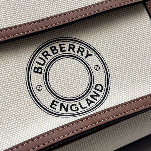 Burberry Mini Two Tone Pocket Bag Canvas Calfskin Beige Brown Burberry Mini Two Tone Pocket Bag Canvas Calfskin Beige Brown