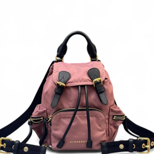 Burberry Small Rucksack Backpack Nylon Calfskin New Rosette Black