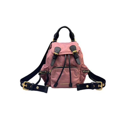 Burberry Small Rucksack Backpack Nylon Calfskin New Rosette Black